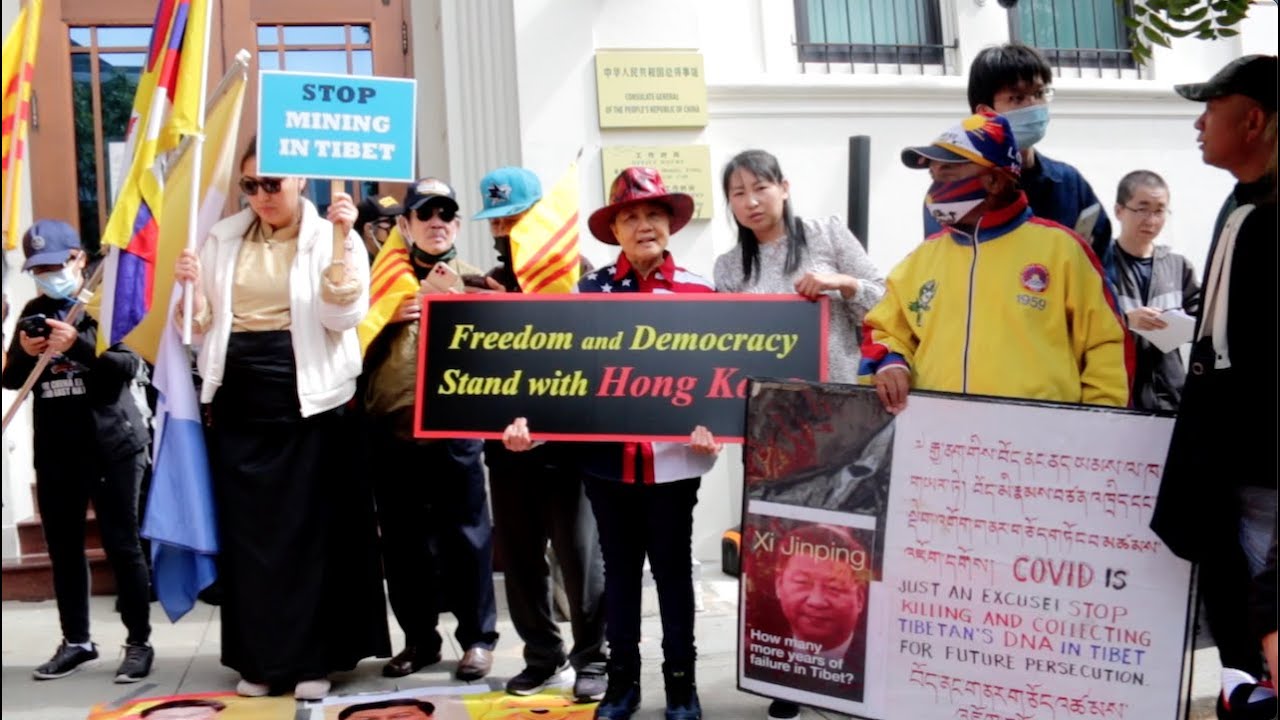 國殤日揭中共暴政 灣區民衆中領館前集會